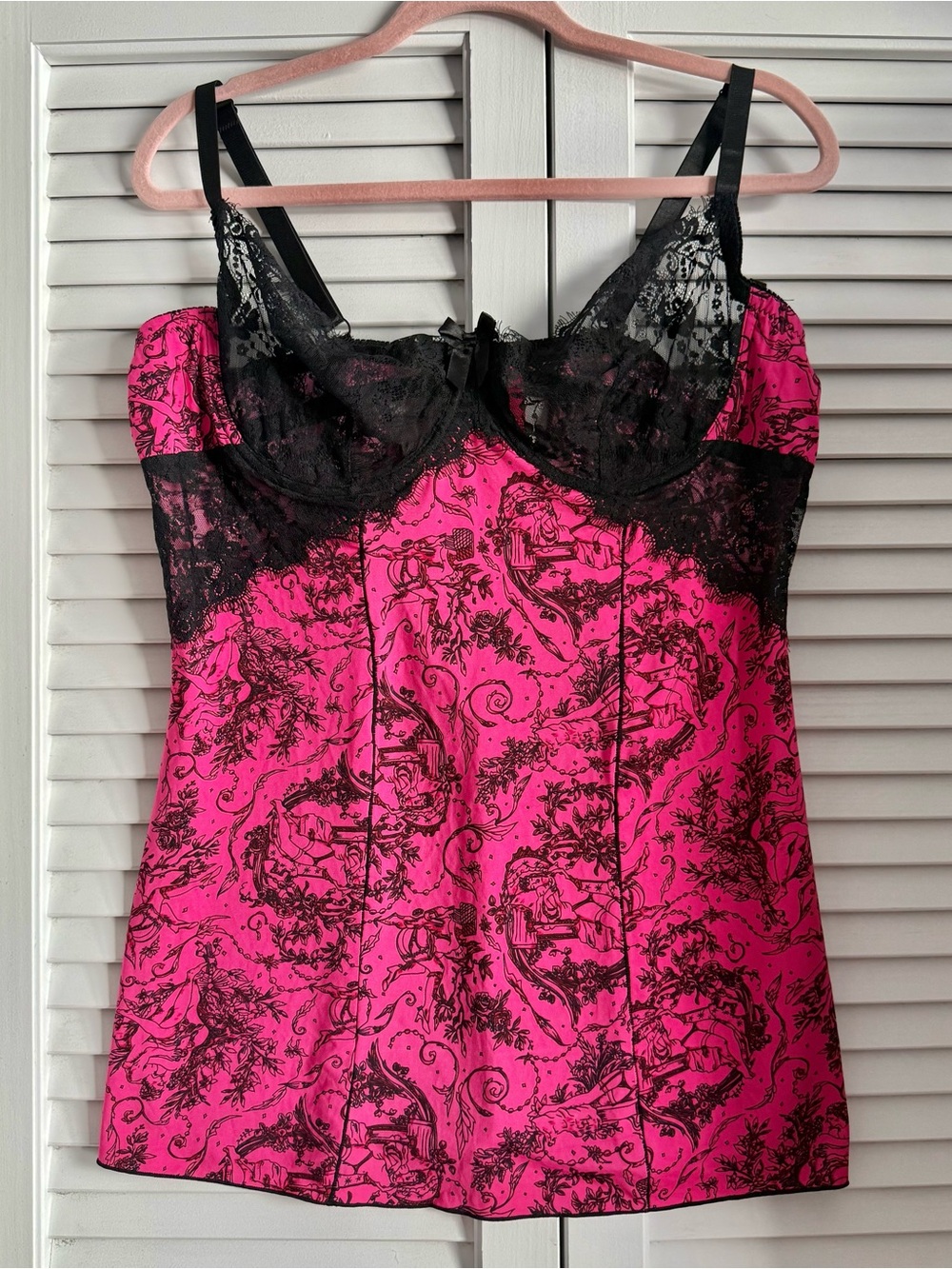 Hot Pink Lace-Trim Camisole Top